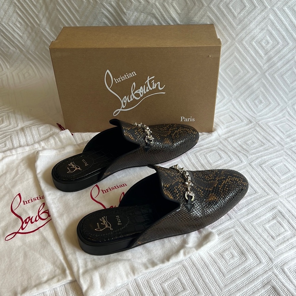 Christian Louboutin Men’s dark brown/black mules